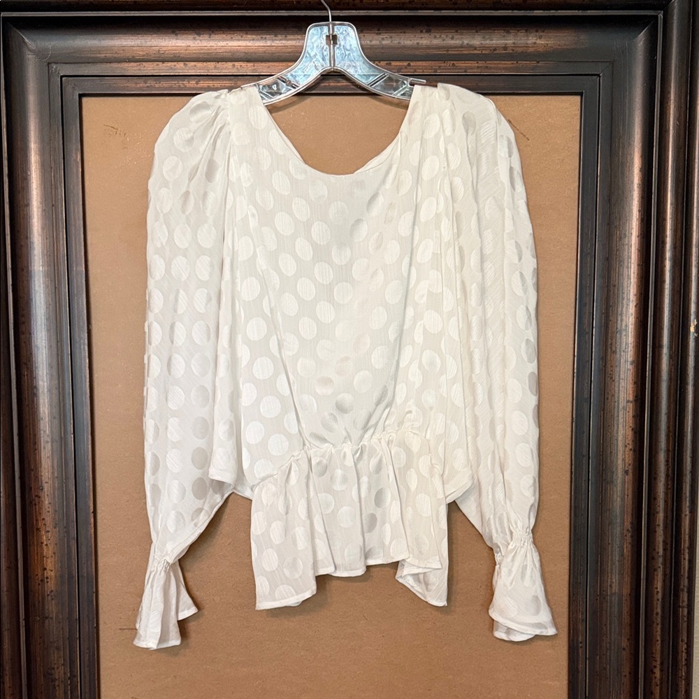 NWT BB Dakota White Polka Dot Blouse